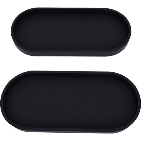 Lot de 2 plateaux ovales en silicone décoratifs et souples pour bijoux, cosmétiques, parfums, design compact, s'adapte à n'importe quel comptoir de salle de bain, cuisine, passe au lave-vaisselle, pol (1/5)