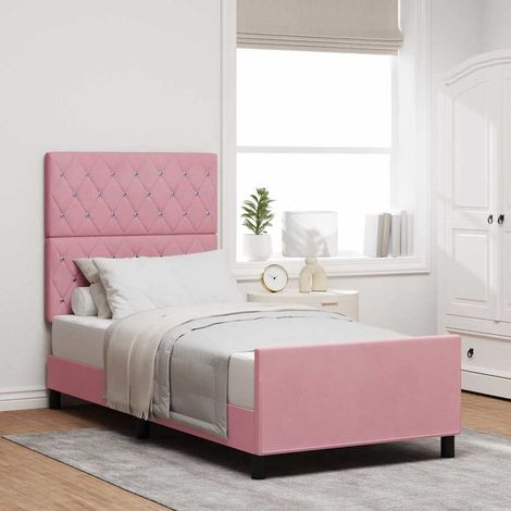 Boxspringbett mit Kopfteil Rosa 90 x 190 cm Samt