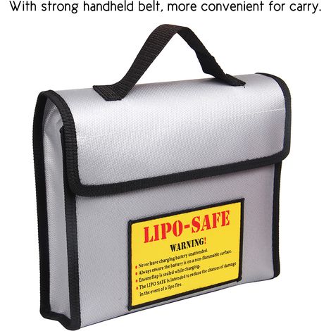 Sacoche portable ignifugée et antidéflagrante pour batterie LiPo, résistante à la chaleur, pour la charge et le rangement (240 x 180 mm, 65 mm). (1/5)