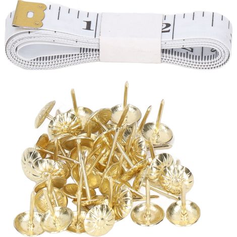 100 dekorative Polsternägel, Rundkopf, Kohlenstoffstahl, Möbelrenovierungsset, Gold (1/5)