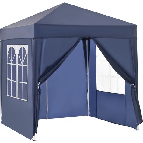Pavillon 2X2M Faltpavillon 4 Seitenwände Mit Fenster Tür Mit Reißverschluss Festzelt Gartenzelt Inkl. Heringe Abspannseile Metall Oxford