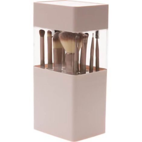 Étui à pinceaux maquillage 12 trous, organiseur ventilé et respirant, boîte de rangement beauté rose (1/5)
