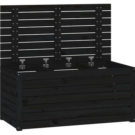 Boîte coffre de jardin 101 x 50,5 x 46,5 cm bois massif de pin noir