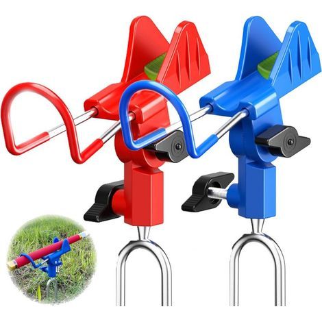 2 Pièces Repose Canne, Support Canne a Peche en Acier Inoxydable Réglable à 360°, Supports de Canne à pêche avec Effet Lumineux, Support de Canne à pêche pour Bateau(Rouge/Bleu) (1/5)