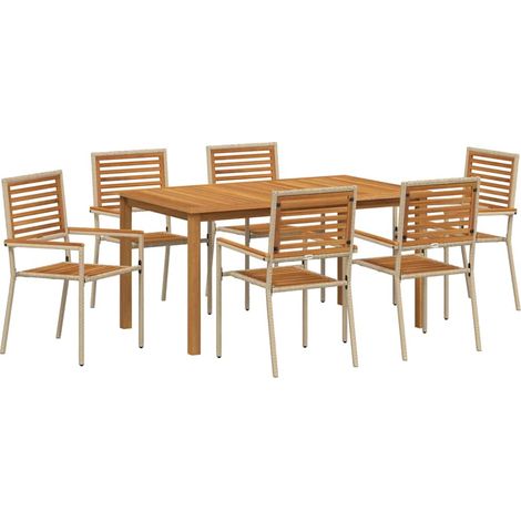Maison Exclusive - Garten Essgruppe 7 pcs Beige Massivholz Akazie