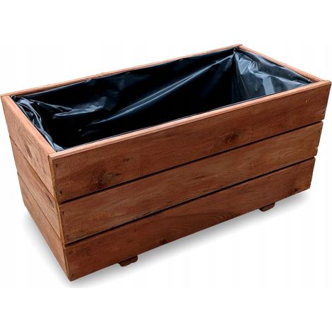 Maceta de jardín de madera, nogal, 60x30x29 D26 (1/5)