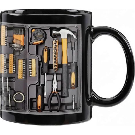 Mug humoristique créatif - Motif boîte à outils de mécanicien, Mug réaliste et amusant représentant une boîte à outils de mécanicien, Tasse en céramique à effet 3D créatif (1/5)