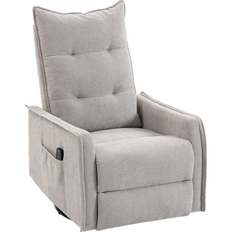 Poltrona Relax Massaggiante 71x93x99 cm Reclinabile con Telecomando e Poggiapiedi in Ciniglia Grigio Chiaro (1/5)