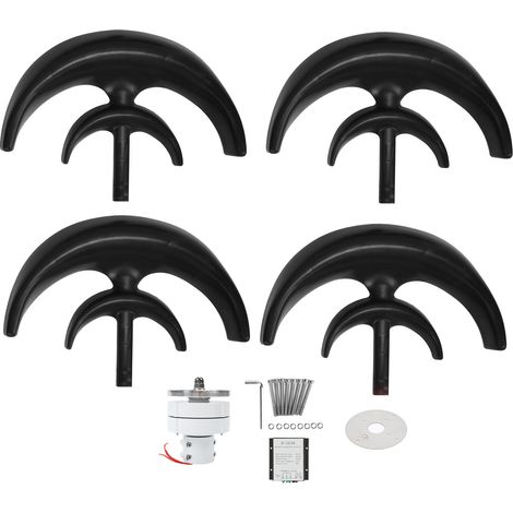 Éolienne 600W 4 pales Générateur AC Moteur Solaire Système Lanterne Double Couche Noir 24V (1/5)