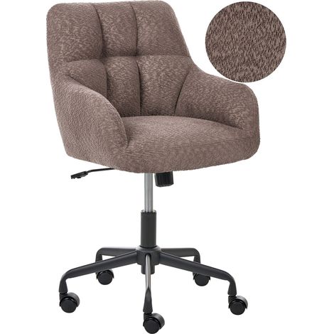 Chaise de Bureau en Tissu Bouclé Structure Métallique dorée Pivotante Réglable Marron Foncé Palmdale (1/5)