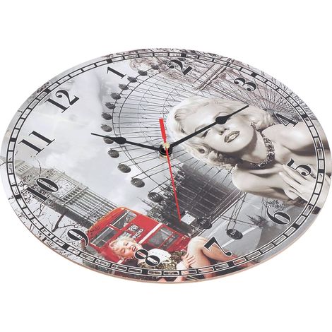 Horloge murale antique silencieuse, ronde, en bois, avec chiffres arabes, pour salon (1/5)