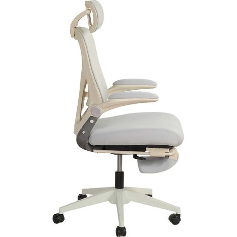 Sedia da ufficio ergonomica pieghevole grigia con poggiatesta 3D, supporto lombare e poggiapiedi (1/5)