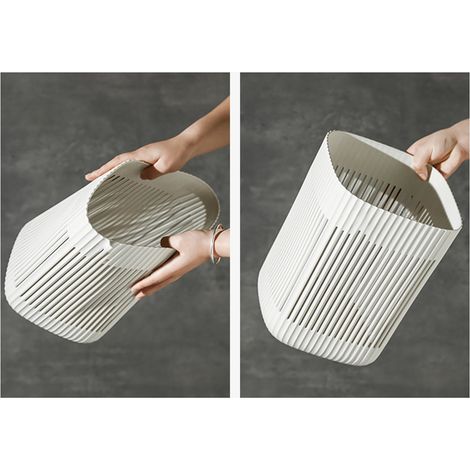 Poubelle blanche haut de gamme au design minimaliste et élégant, idéale pour Instagram. Parfaite pour la maison, le salon, la salle de bain, la chambre à coucher, le dortoir et autres pièces à vivre d (1/5)