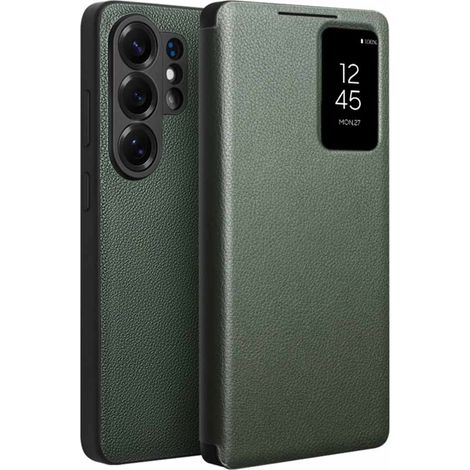 Funda de cuero Qialino para Samsung Galaxy S26 Ultra, con ventana, color verde. (1/5)