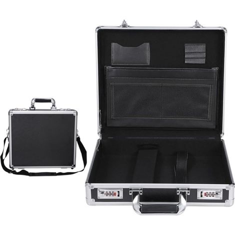 Petit coffre-fort Mot de passe boîte sac à outils Document Portable boîte à outils matériel outils boîtes de fichiers ensemble complet porte-documents valise organisateur sécurité(Small Black Sponge) (1/5)