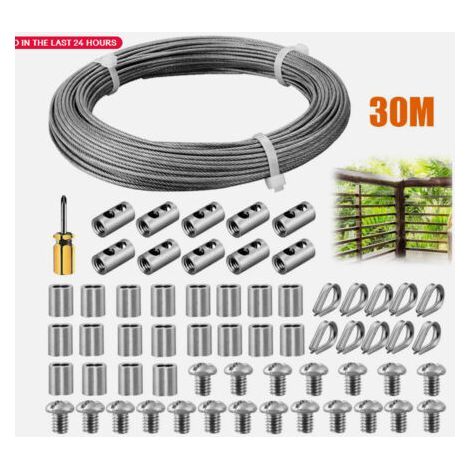 Kletterpflanzenstütze aus Edelstahl, 30 m lang (2 mm Stahlseil), für Weinreben und Tomaten, Kletterhilfe-Set (1/5)