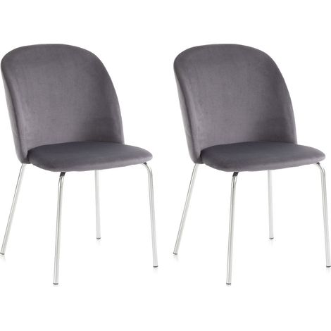 Set 2 Sedie 45x47x85 cm in Velluto Grigio (1/4)