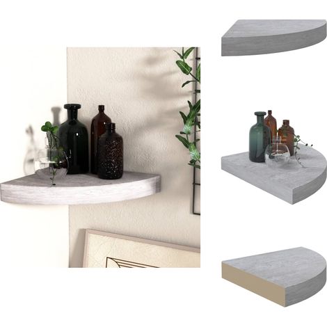 Eck-Schweberegal Betongrau 35x35x3,8 cm MDF - Eckwandregal - Wandregal - Betonlook - Graues Regal - Wohnraumgestaltung (1/5)