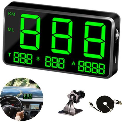 Universelles Head-up-Display (HUD), großer Bildschirm, digitaler Tachometer, Geschwindigkeits- und Höhenprojektor, Geschwindigkeitswarnung für Pkw und andere Fahrzeuge (1/5)