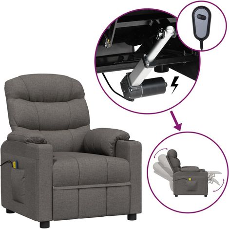 Fauteuil relax électrique Fauteuil de massage - Fauteuil de Relaxation Gris foncé Tissu BV847938 - BonneVie (1/5)