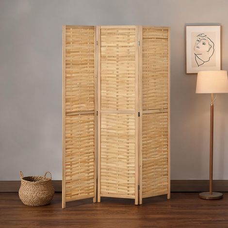 Paravent pliant 3 panneaux en bambou naturel 120 x 170 cm (1/5)
