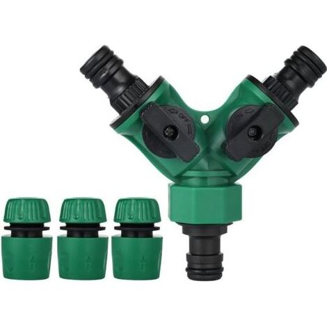 Connecteur de Raccord Tuyau D'arrosage, Embout Tuyau Arrosage, Séparateur de Tuyau en Y, Adaptateur Robinet Tuyau Arrosage, Gardena Raccord avec 2 Sorties Vannes pour Robinet Jardin (1/5)