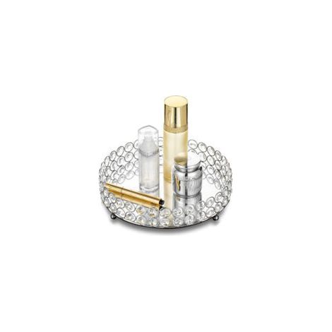 Plateau décoratif en métal argenté pour coiffeuse ou maquillage, diamètre 25 cm (1/5)