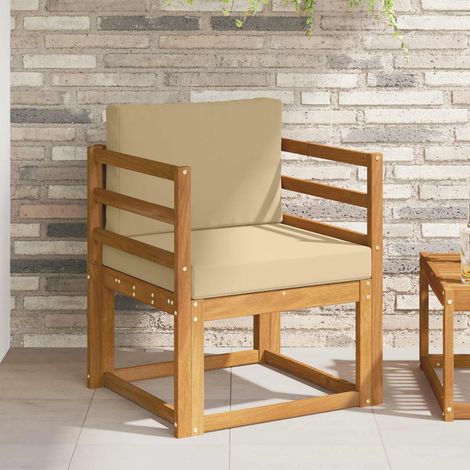 vidaXL Outdoor Sofa Solid Acacia Wood and Polyester Natural