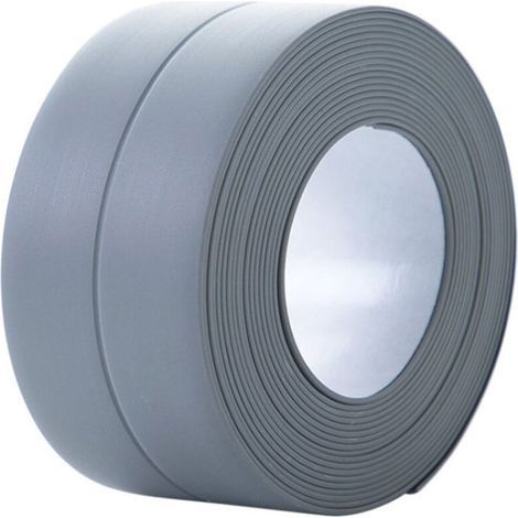 Plinthe de cuisine souple en PVC auto-adhésive, 5 m x 3,8 mm, pour salle de bain et cuisine, grise (3,8 mm) (1/4)