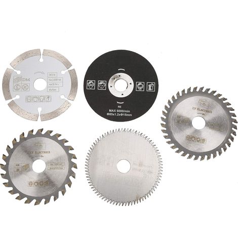 Lames de Scie Circulaire 5 Pièces, Lames de Coupe, Lame de Scie, Mini-Carbure Circulaire Lame, Diamètre Intérieur de 85 Mm, Mini Lame de Scie Circulaire en Carbure de 15 Mm pour Outil de Coupe (1/5)