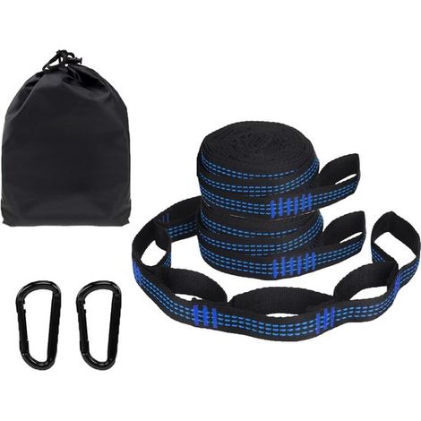 Kit de fixation pour hamac - 2 x sangles de 2M, pour accessoires de hamac de camping (avec sac de rangement) - 2 x mousqueton (1/5)