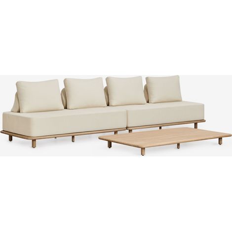 Ensemble de salon avec canapé modulaire 2 pièces 2 places et table basse 160x95 cm en acacia Portet SKLUM (1/5)