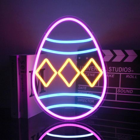 Œufs de Pâques lumineux néon, appliques murales LED œufs colorés, à intensité variable, chambre, bar de Noël, fête, alimentation USB (1/5)