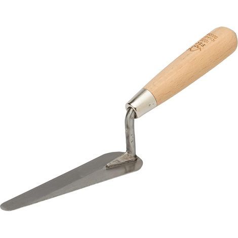 1 - Truelle langue de chat - Acier trempé - Manche bois FSC - Maçonnerie joints fins - Virole nickelée - Argent - 18cm