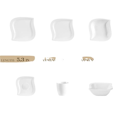 Juego de vajilla, diseño elegante, apto para microondas y horno, blanco. (1/2)