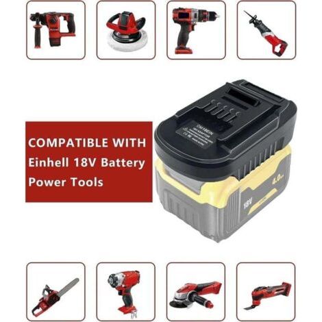 NALOOKAMIC DM18EIN Adaptateur de Batterie pour Dewalt et Milwaukee - Convertisseur vers Outil Électrique Einhell - Compatible avec Dewalt 20V et Milwaukee 18V (1/3)