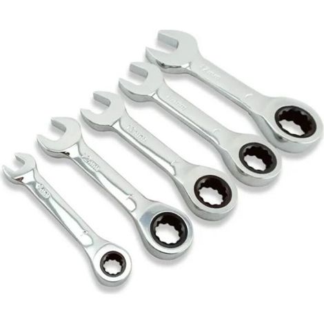 Set 5 chiavi combinate Cr-V fisse a cricchetto 10 12 13 17 e 19mm Art. 01083