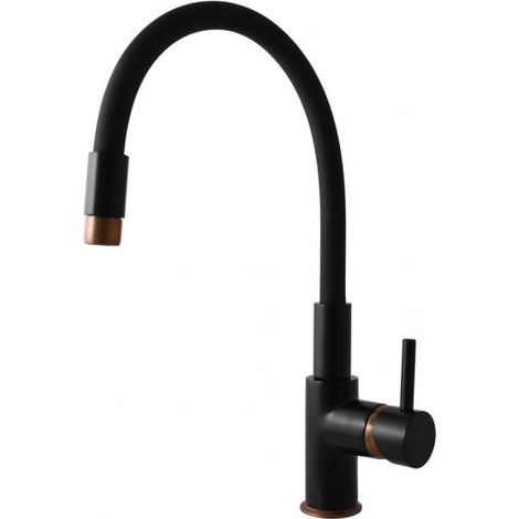 Mitigeur évier flexible à mémoire de forme SEINA en laiton noir rosé (1/4)
