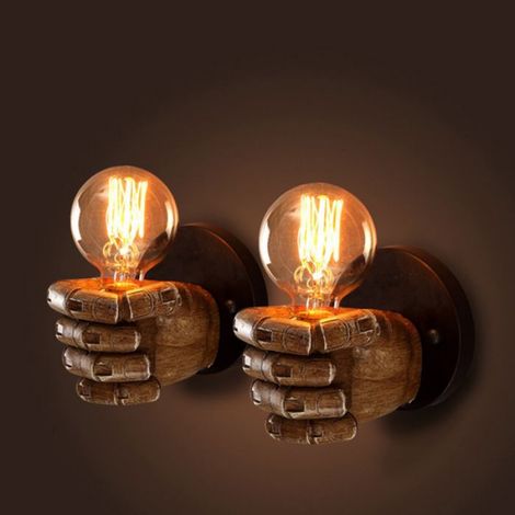 Applique murale - Main Droite - Métal bronze/noir - 2x E27 (sans ampoules) - Style vintage industriel (1/4)