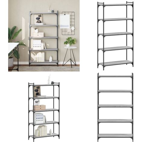 Bibliothèque à 5 niveaux sonoma gris 80x30x154 cm - Bibliothèque Murale - Bibliothèque Design - Étagère Moderne - Meuble Rangement - Bibliothèque Industrielle - Home & Living (1/5)