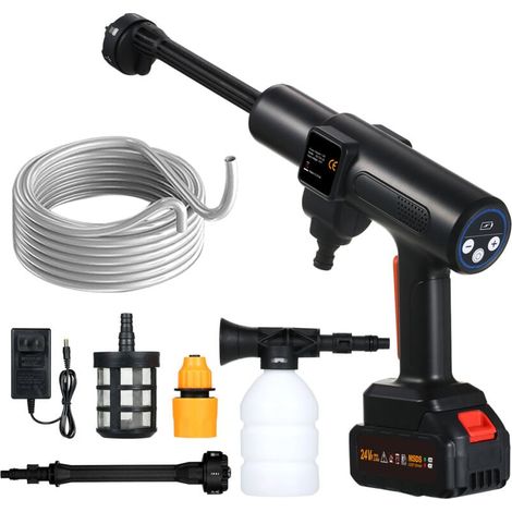 24V 300W Nettoyeur Haute Pression sur Batterie, Laveuse à Pression sans Fil Portable avec Batterie de 1.5Ah,avec Kit d'accessoires,pour Un Nettoyage de terrasse, Jardin, Voiture (1/5)
