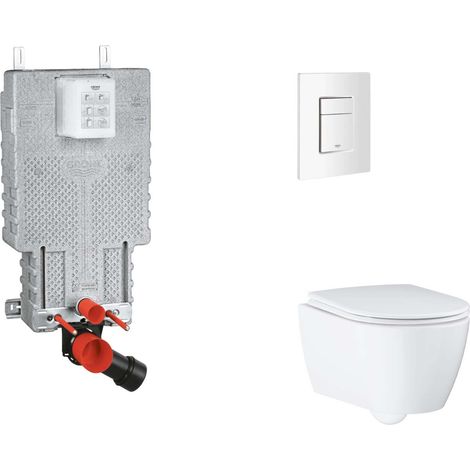 Grohe Uniset - Set Vorwandelement, WC mit Softclose-Sitz und Skate Cosmopolitan-Betätigungsplatte, Alpinweiß SANI15BB3113 (1/2)