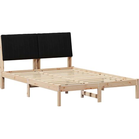 Bettrahmen Schwarz 140 x 190 cm Massives Kiefernholz vidaXL