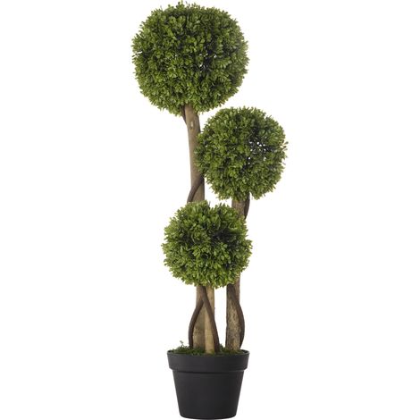 Planta artificial de boj de 90 cm con maceta, color verde, con protección UV (1/5)