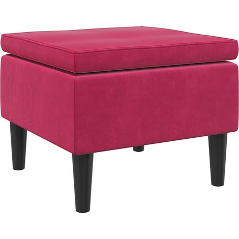 vidaXL Poggiapiedi con Gambe in Legno Rosso Vino in Velluto (1/5)
