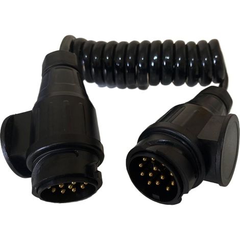 Câble d'extension spiralé 13 broches vers 13 broches de 2 m, adaptateur de prise de remorque électrique 12 V, câble spiralé 13 broches pour remorque, bateau, caravane, tracteur (2 m) (1/5)