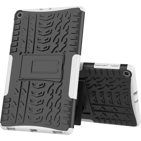 MINKUROW Funda Para Samsung Galaxy Tab A 10.1 T510/T515 2019, Armor Style Pc + Tpu Hybrid Silicone Case Con Soporte Protector Para Samsung Galaxy Tab A 10.1" 2019 Tablet Cover (Blanco) (1/5)