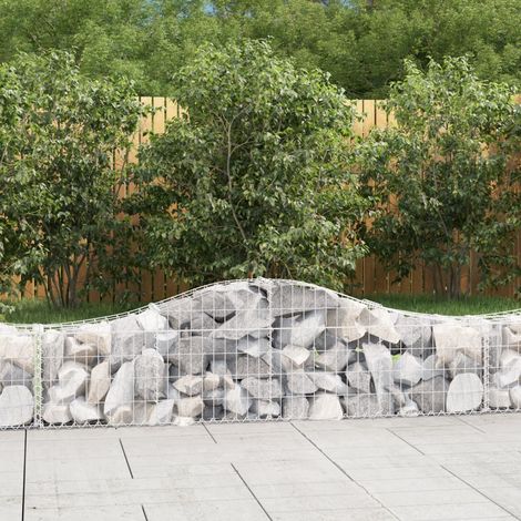 Gabionen mit Hochbogen 5 Stk. 200x30x40/60 cm Verzinktes Eisen