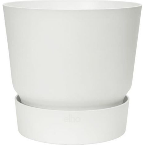 Pot De Fleurs - Rond - Plastique Recyclé - Réservoir Eau Intégré - Pour Extérieur - Ø 24,48 X H 23,31 Cm - Blanc - 1 Pièce (1/5)