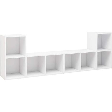vidaXL Muebles de salón 4 pzas madera ingeniería blanco 72x35x36,5 cm (1/2)